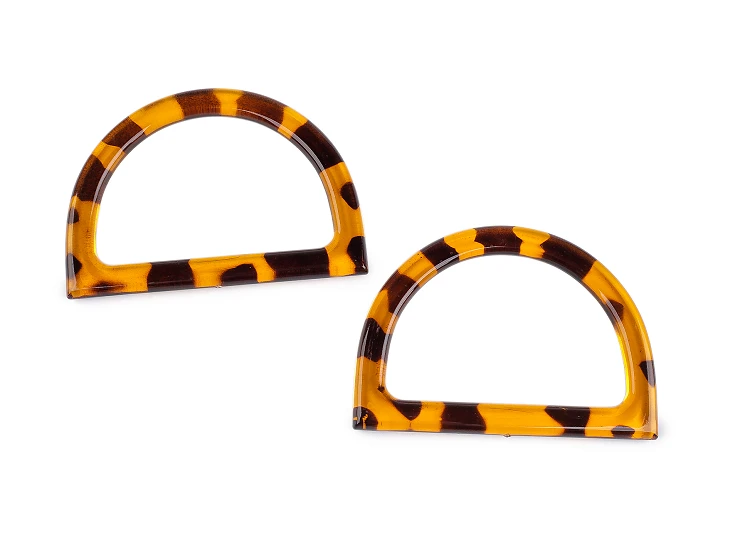 Animal Print D-Shaped Resin Bag Handles (Pair)