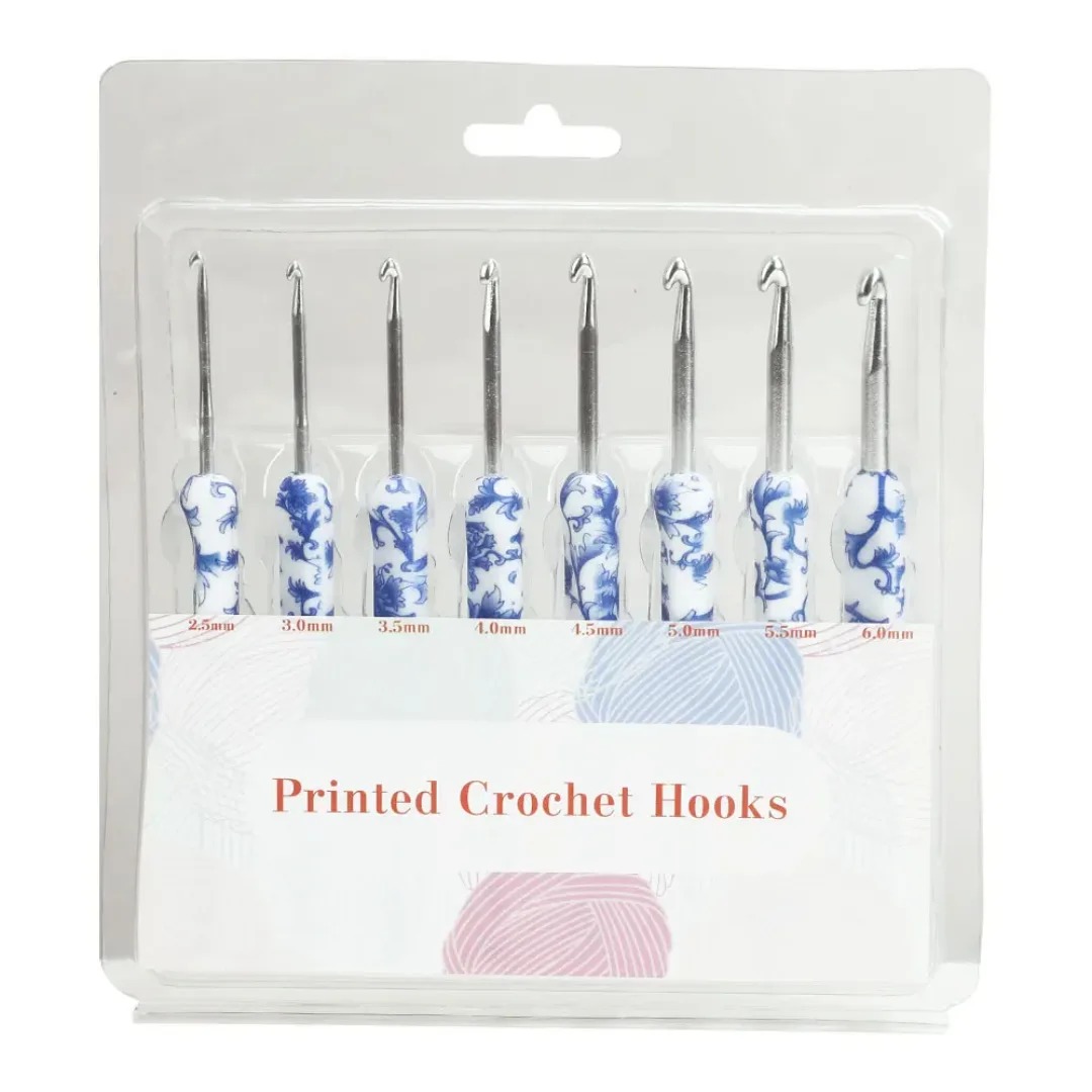 Flowers Print Crochet Hook Set – 8 Pieces