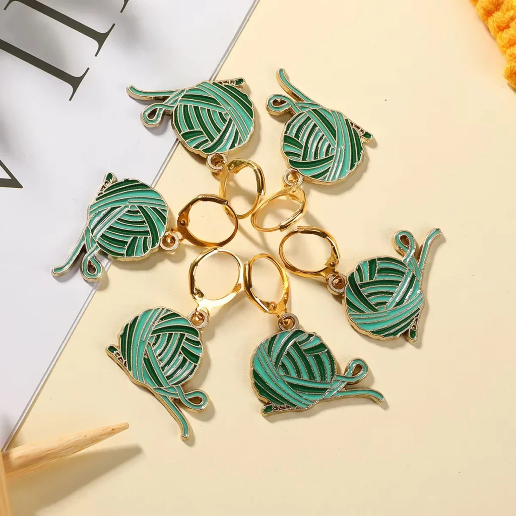 Yarn Ball Stitch Markers / Earrings (6 pcs)