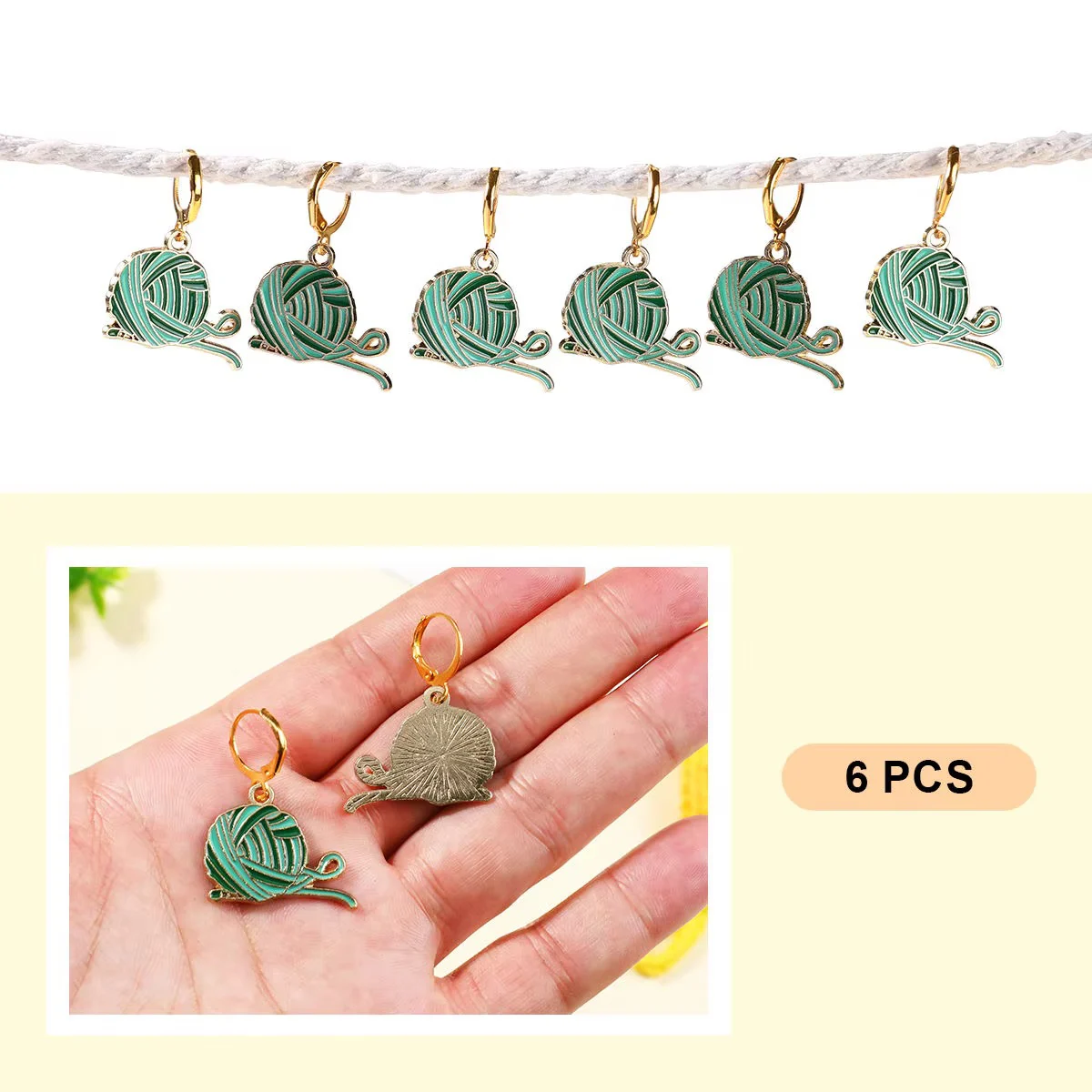 Yarn Ball Stitch Markers / Earrings (6 pcs)