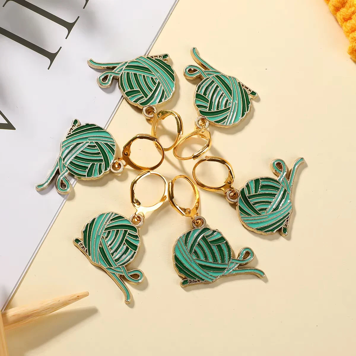 Yarn Ball Stitch Markers / Earrings (6 pcs)